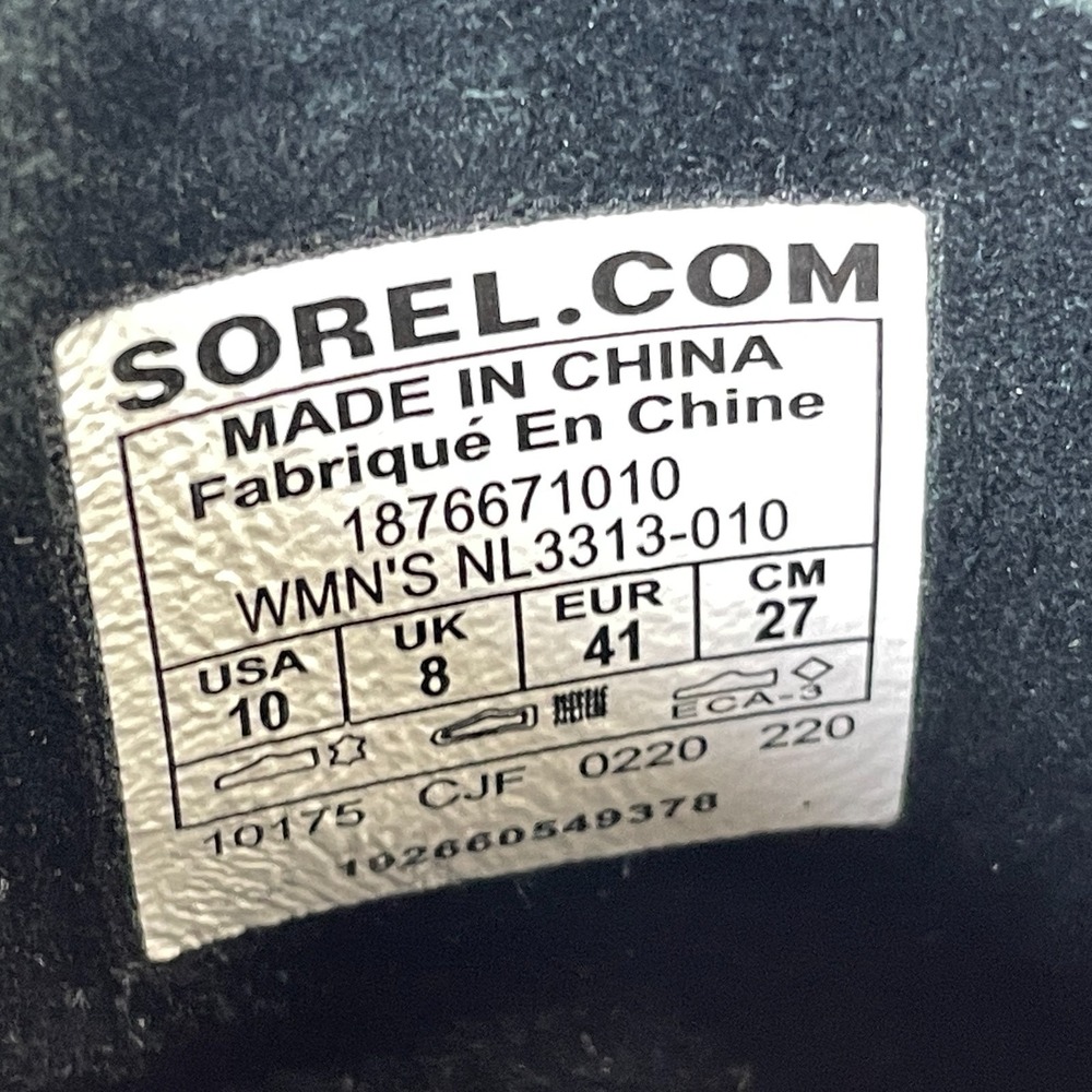 SOREL Evie Wedge Ankle Boots Womens Size 10 Black Suede Zip Up Casual Shoes - Picture 9 of 10